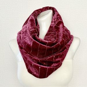 Velvet Velour Cowl Neck Infinity Scarf, Icy Deep Plum, Clear Sequin Acce…